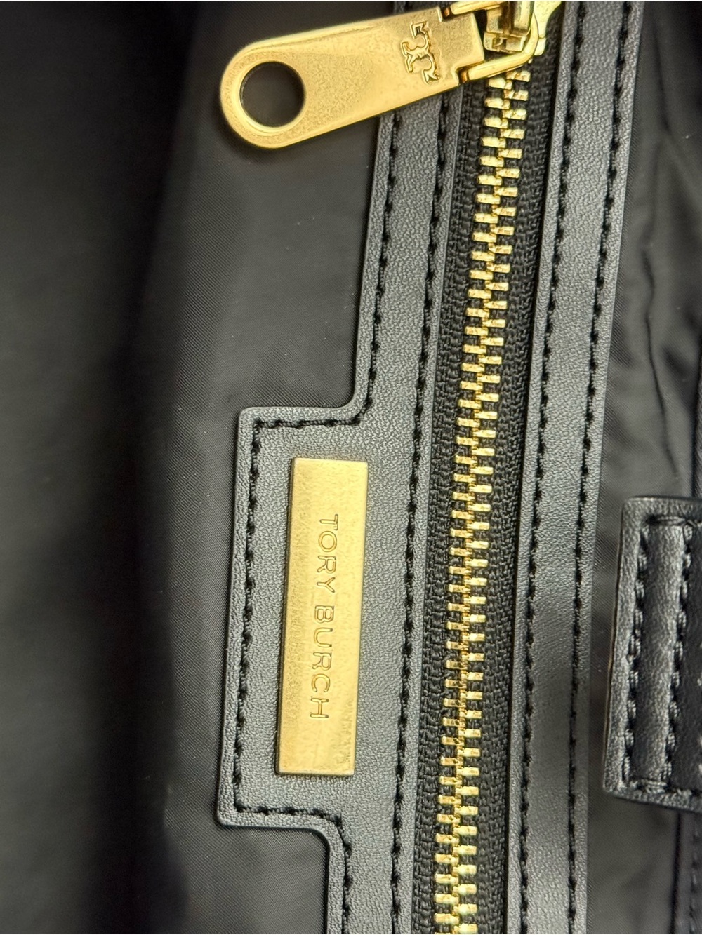 Tory Burch Small Ella Black Nylon with Logo Tote, 13” x 10 1/2” x 4” Wide. EUC - Picture 7 of 10